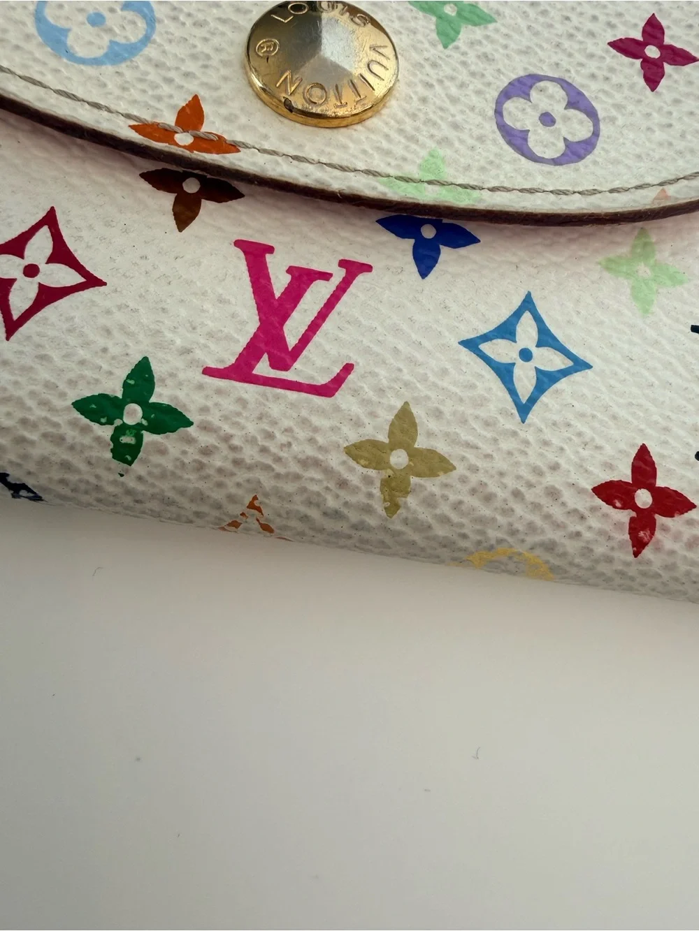 Vintage Louis Vuitton Multicolor Monogram Compact Wallet - White